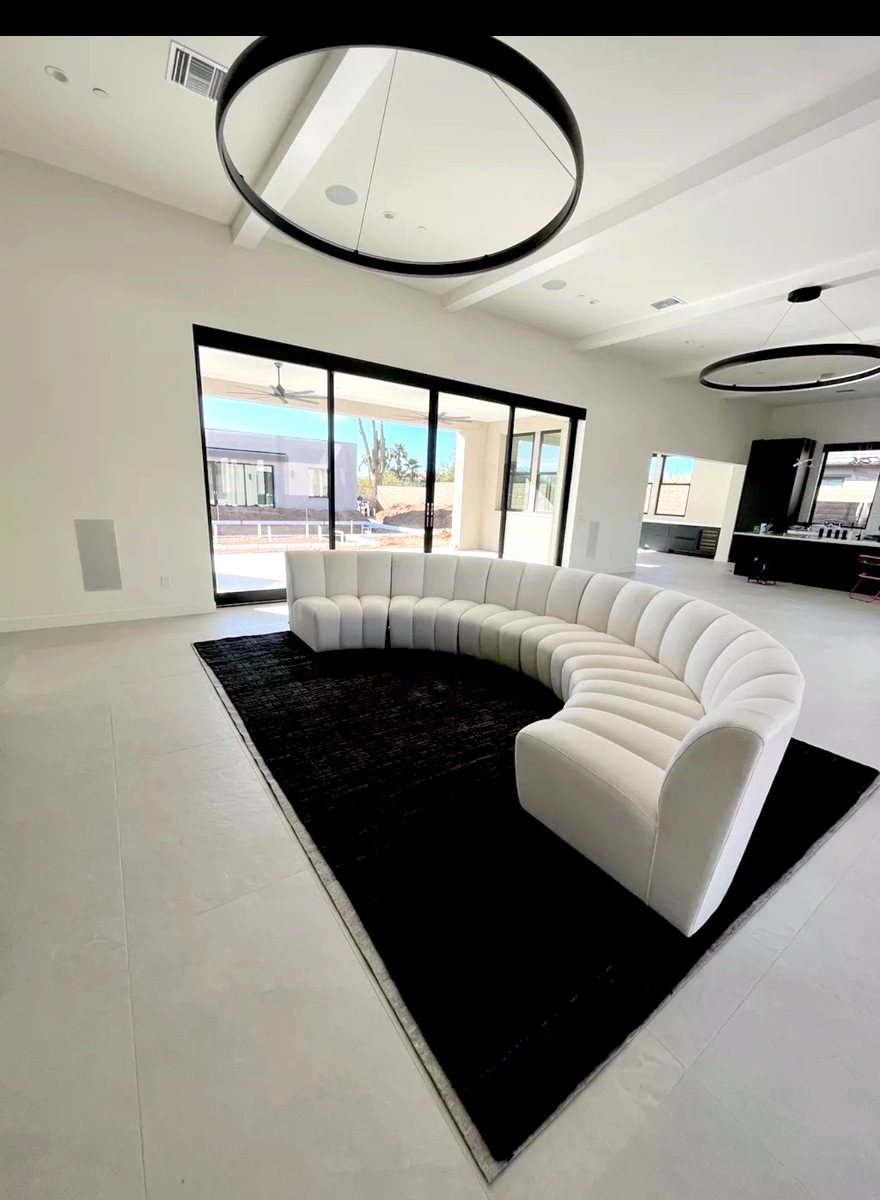 Furniture delivered and set up in a modern living room